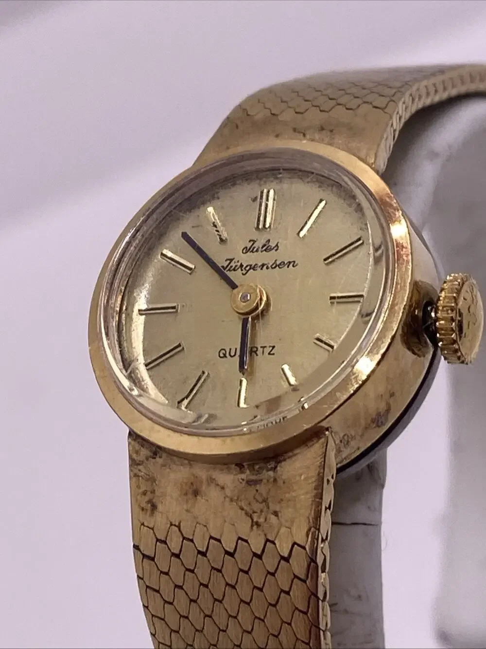 Vintage Jules Jurgensen Womens Gold Tone Watch Works New Battery